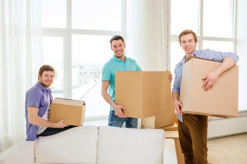 Packed boxes and furniture ready for a Redbridge apartment relocation
