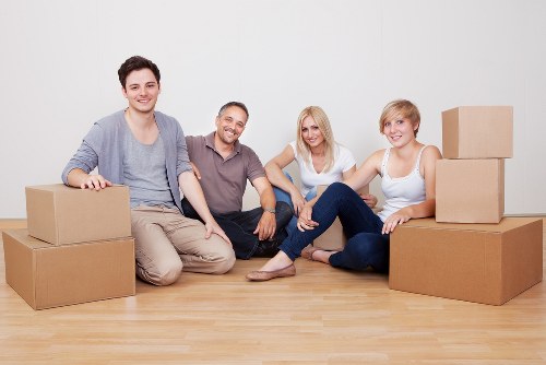 Boxes and furniture loaded into a removals van for a local move