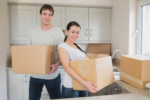 Office furniture and equipment prepared for a commercial move in Redbridge